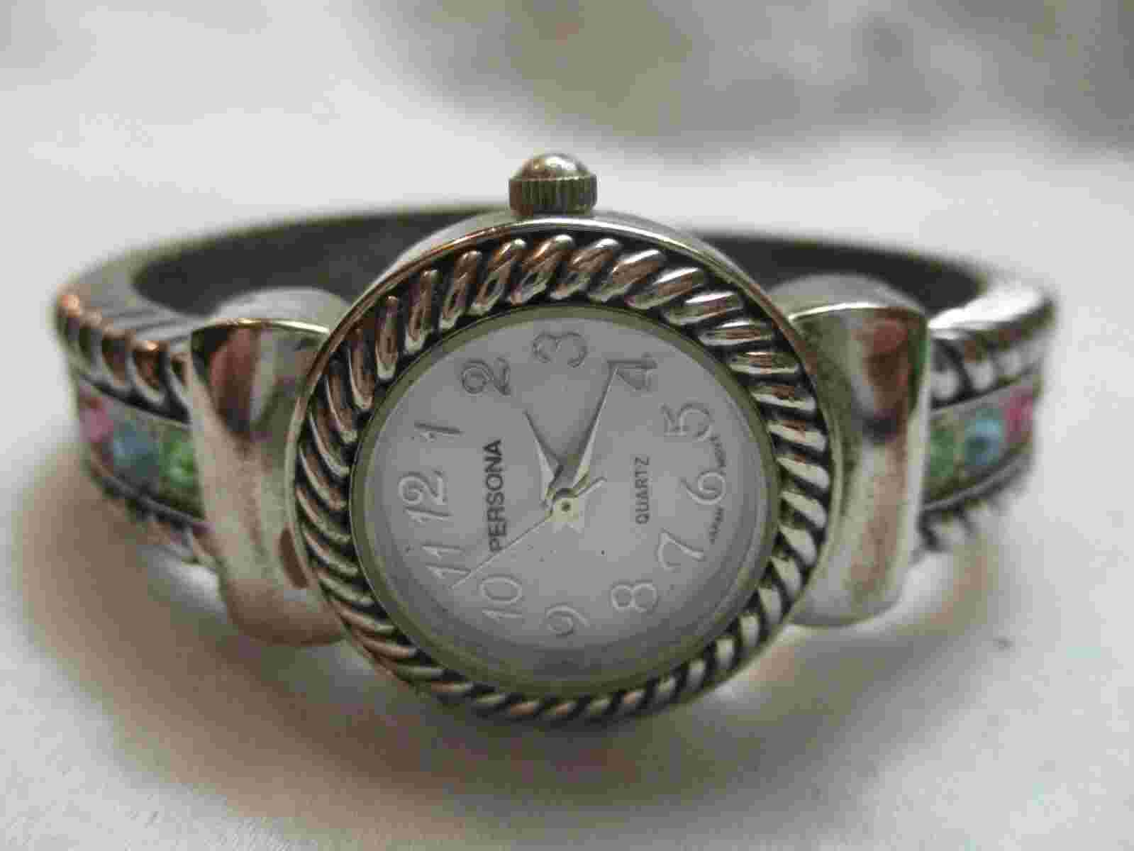 Persona Colorful & Silver Toned Women's Cuff Band Wristwatch