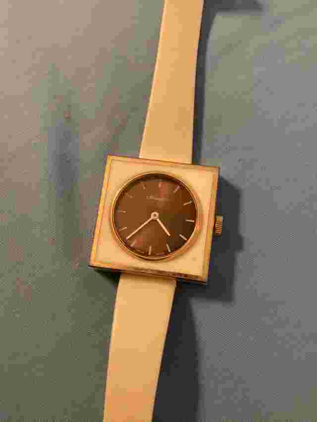Vintage Dynasty Watch Square White Acrylic - Manual Wind - Runs Well