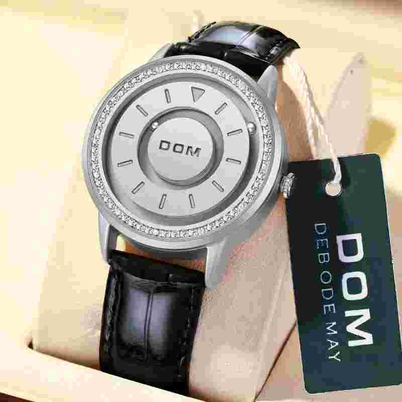 DOM Ladies Watch Magnetic Ball Quartz Wristwatch Waterproof Stainless Steel