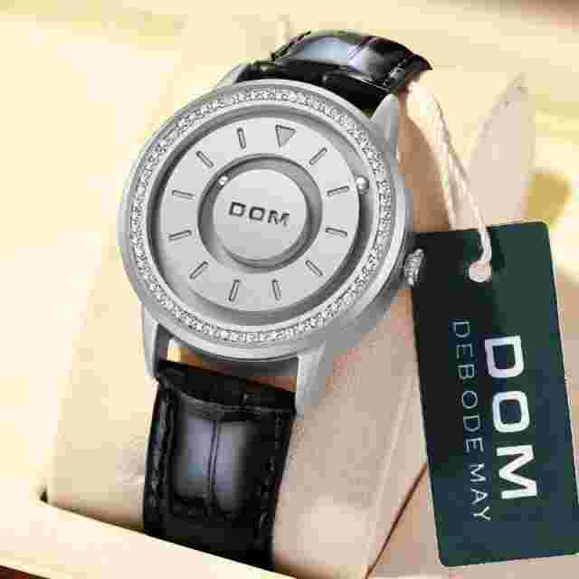 DOM Ladies Watch Magnetic Ball Quartz Wristwatch Waterproof Stainless Steel