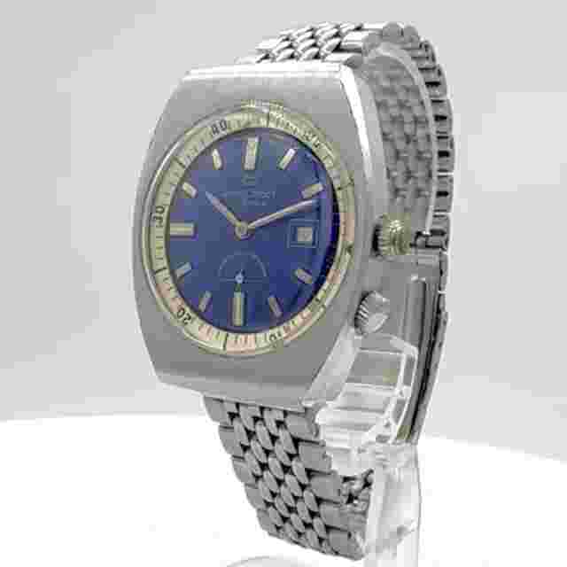 Vintage Jean Cardot Blue Compressor Style Men's Mechanical Wristwatch 2603