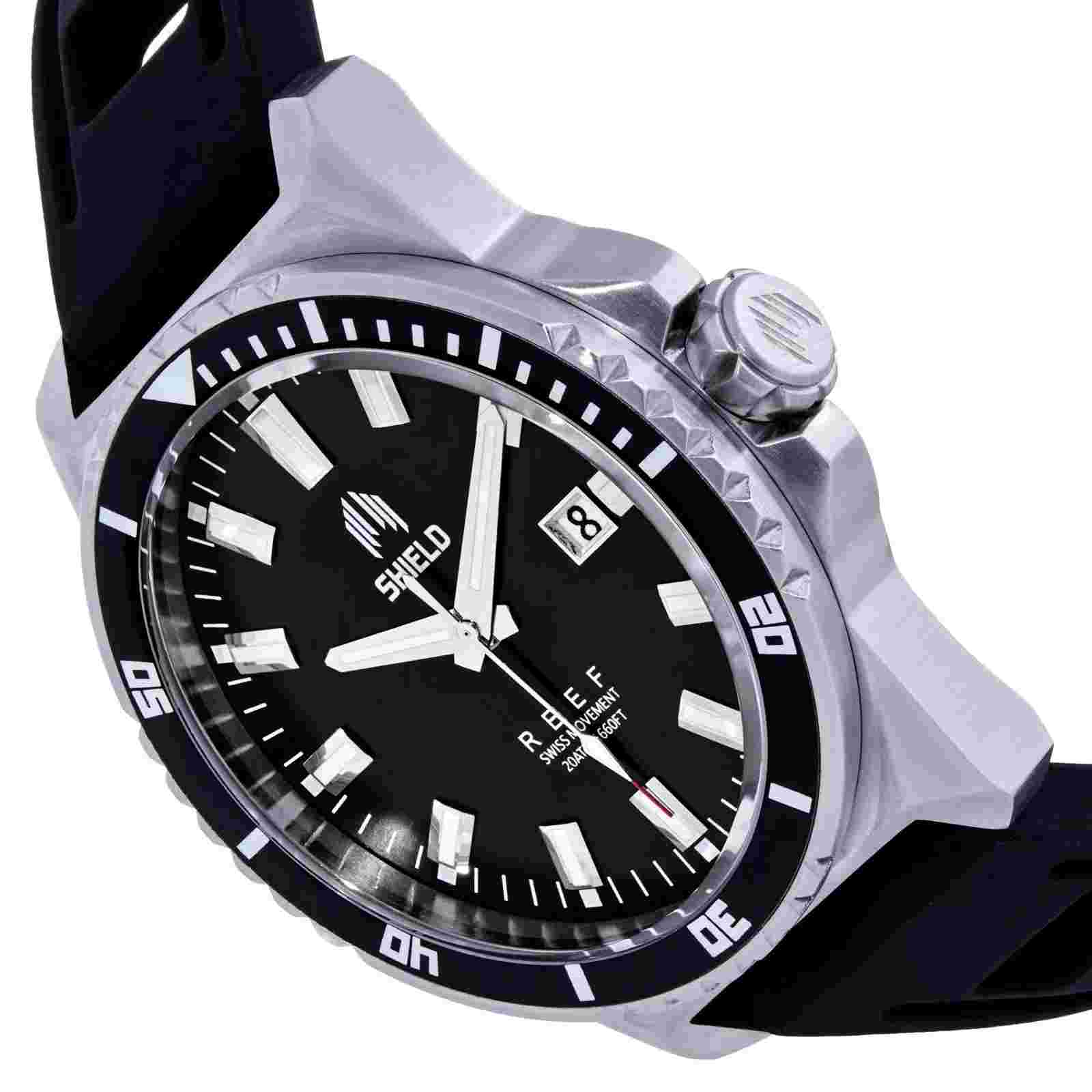 Shield Reef Strap Watch w/Date - Black