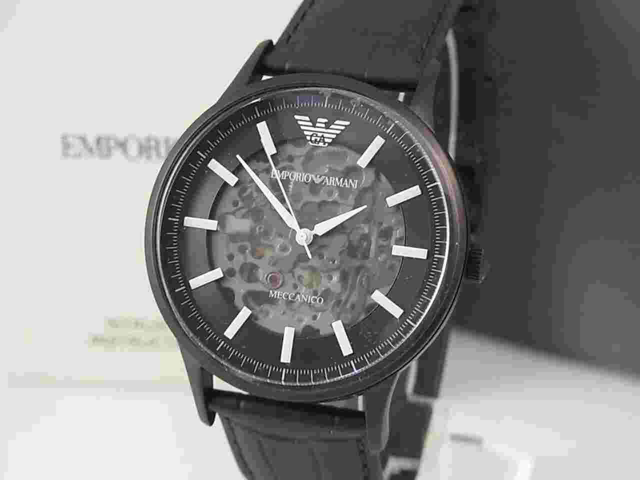 Emporio Armani Meccanico AR-60042 Automatic Skeleton Watch Men Black