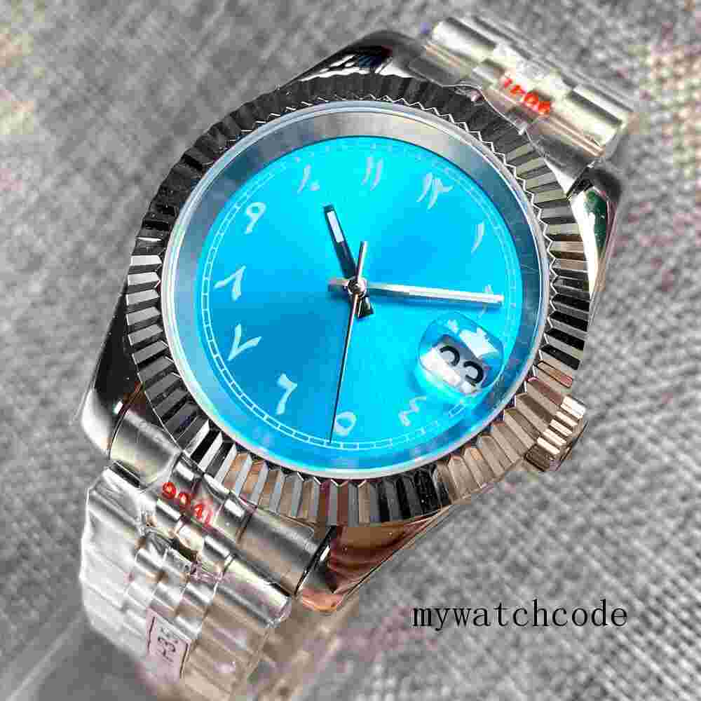 Blue Sunburst Dial Fluted Bezel NH35A 36/39mm Automatic Men Watch Sapphire Date