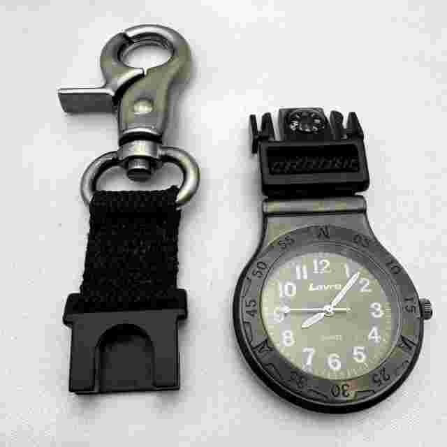 Levis Carabiner Pocket Watch Snap Hook Men Compass LEVU3115 New Battery Works