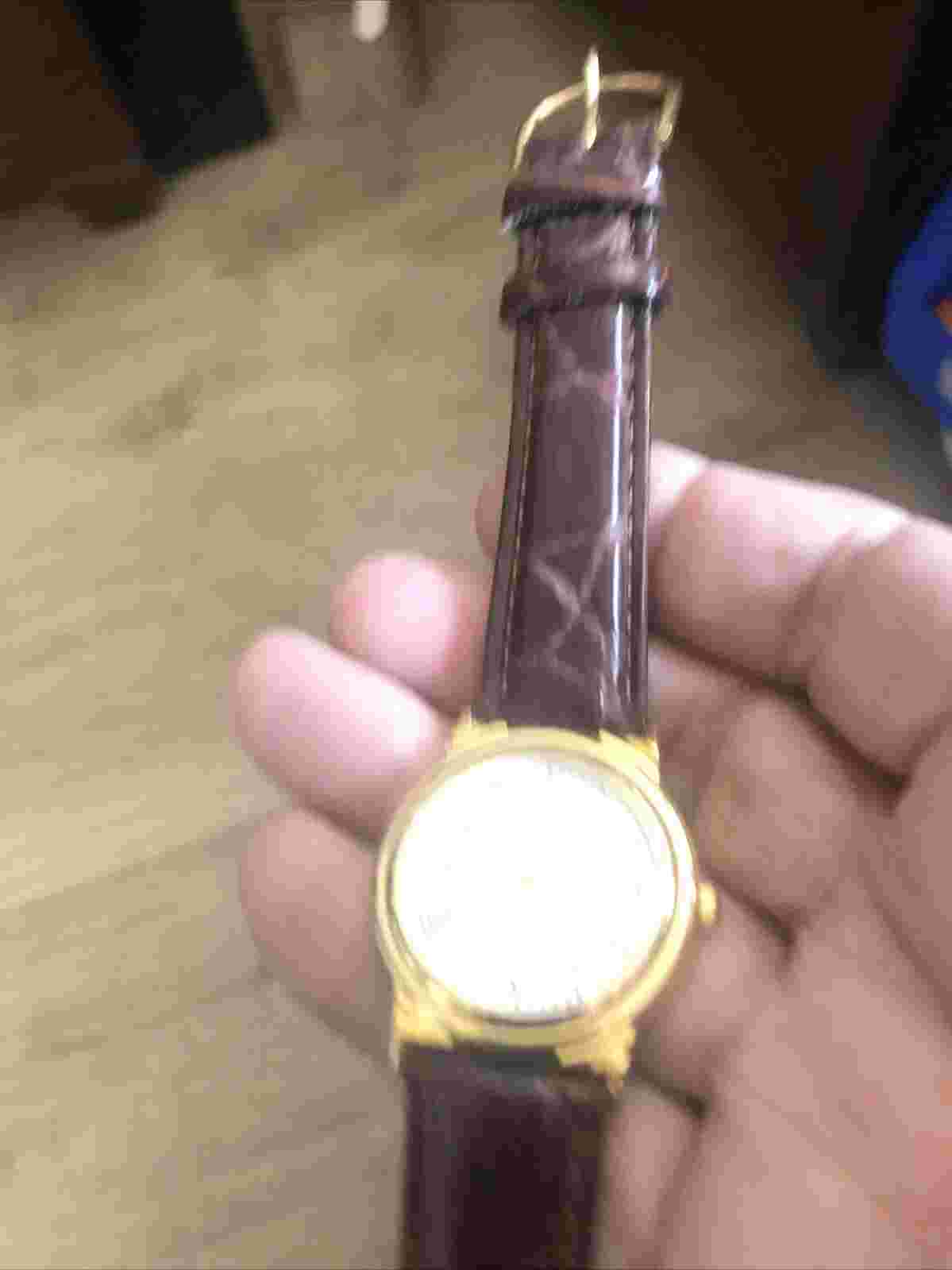 Haband White Dial Gold Tone Case Brown Leather Band Watch