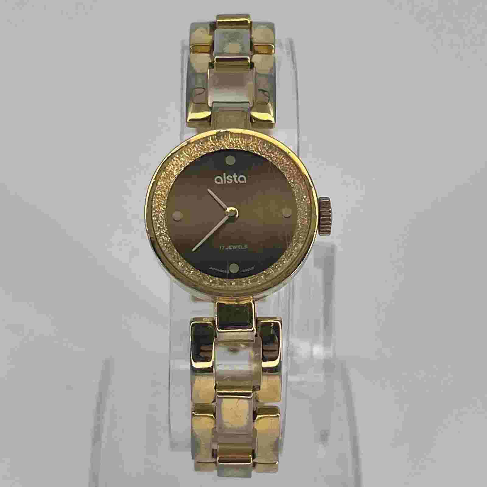 Vintage Alsta Women's Watch 17 Jewels Manual Wind 23mm Gold Tone RUNS GREAT!