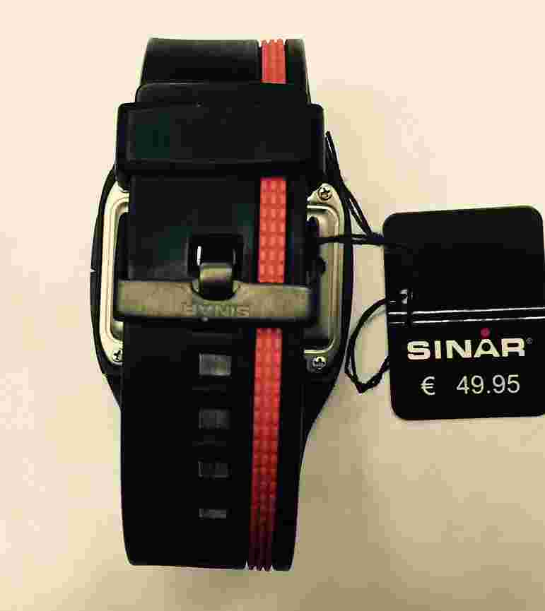 Sinar LED Digital Watch Red Unisex Sports With Resin-Band 12/24 Hours Display