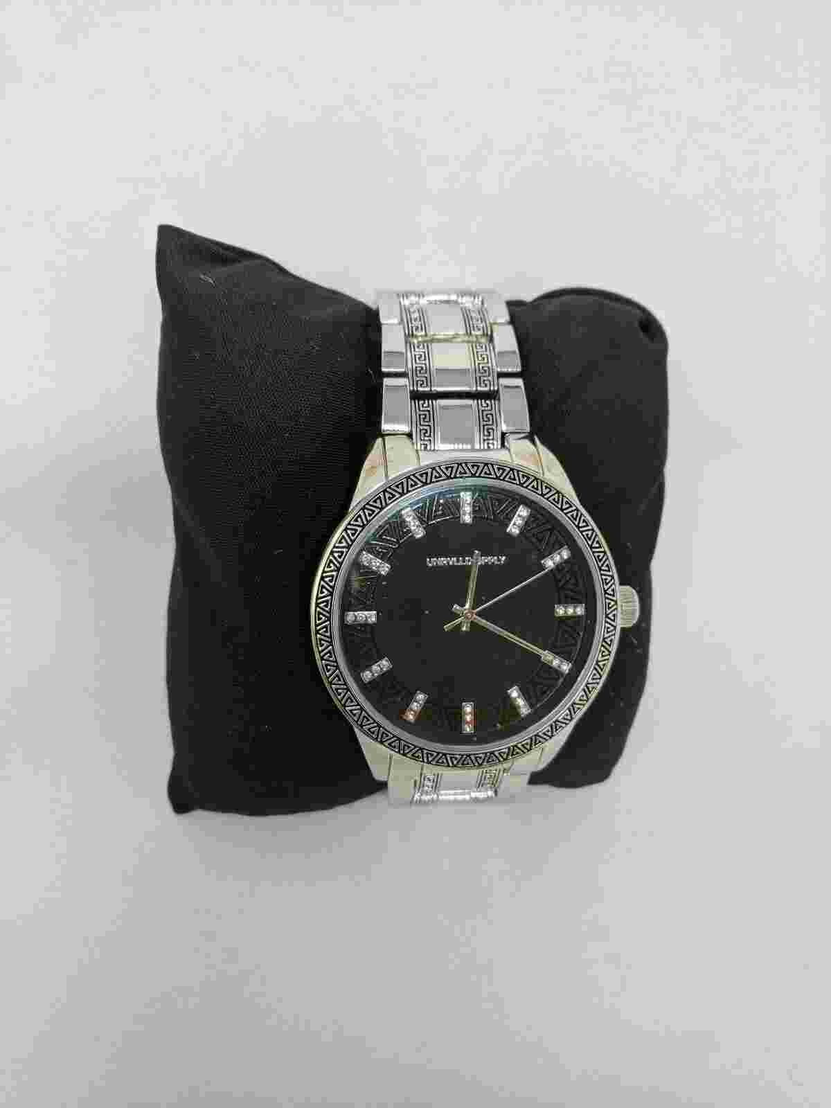 ASOS DESIGN bracelet watch with emboss detail in silver tone