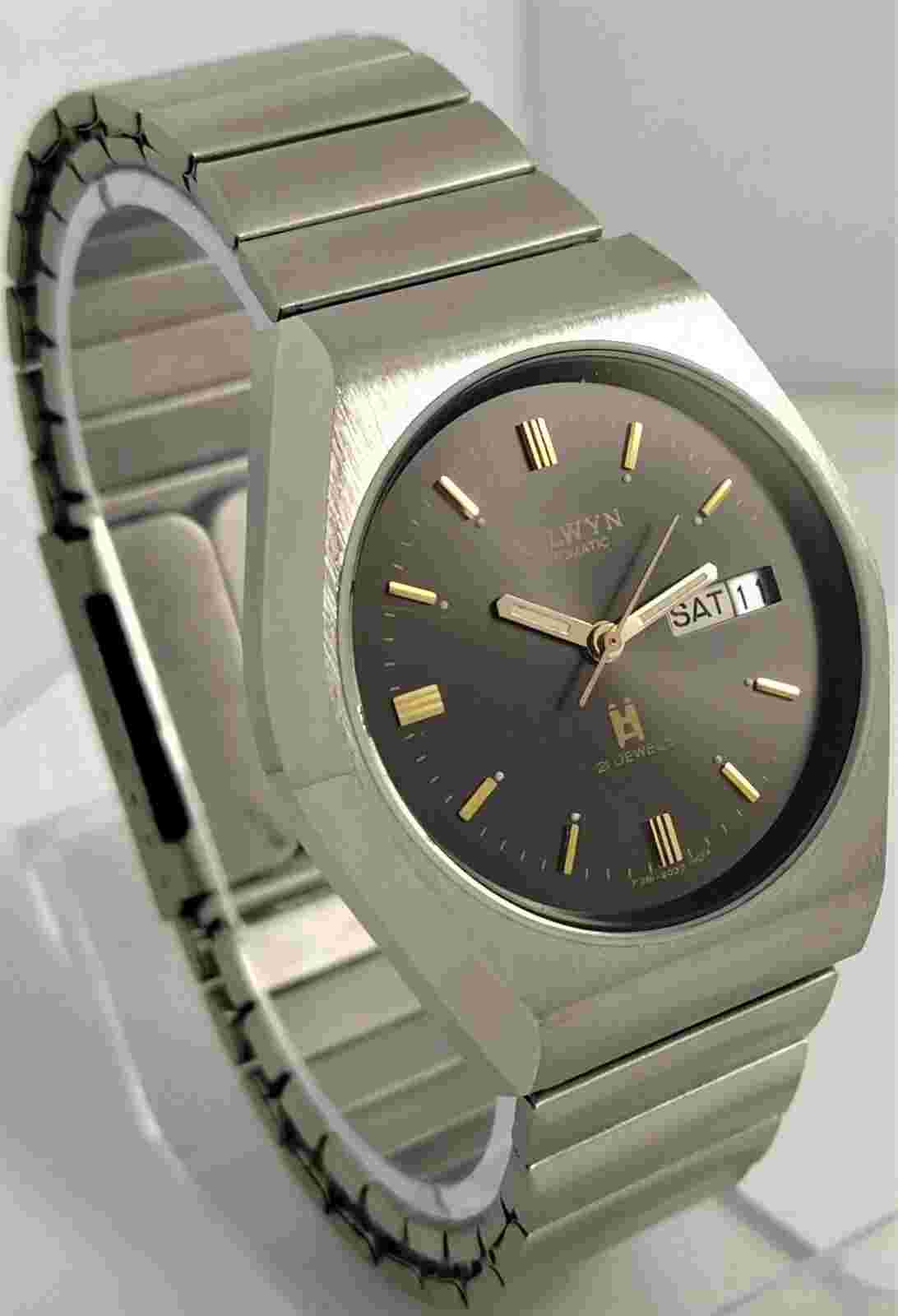 NOS Allwyn Automatic vintage Men's Watch*new old stock, day-date,Retro*FedEx