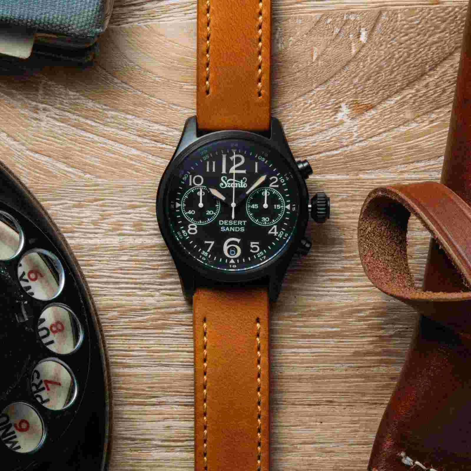 Szanto Desert Sands Black Tan Watch - Brand New