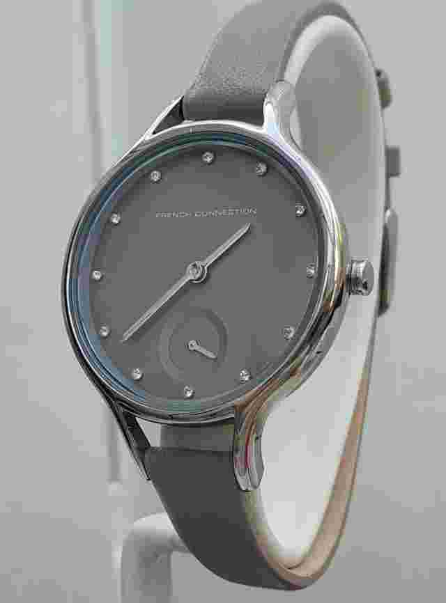 New French Connection FCUK Ladies Watch Grey Leather str. Lightweight RRP£89(p75