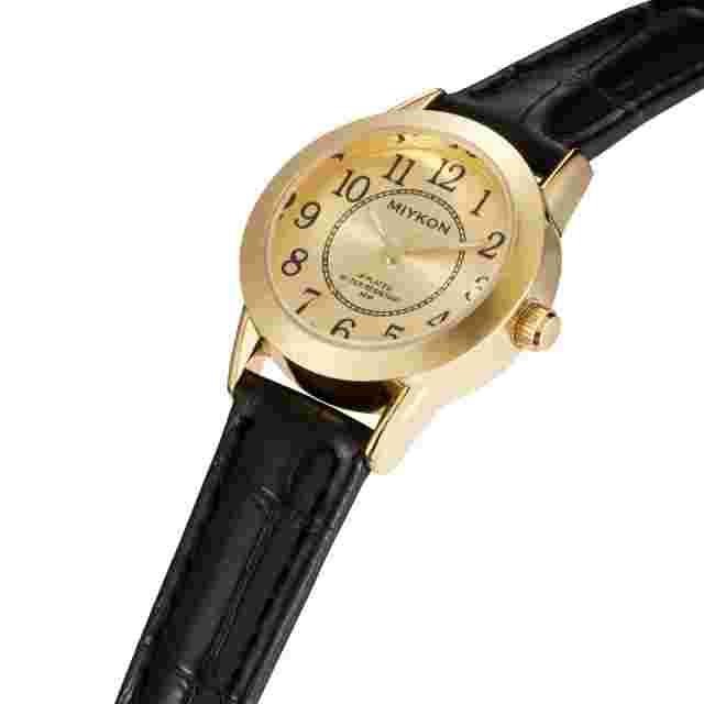 Miykon Easy Reader Women Watch Japan Epson Quartz, Black Gold, Superb