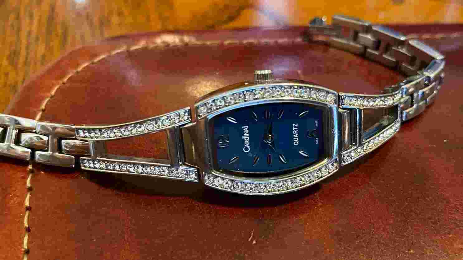 Women's Cardinal Watch, Silver Tone with Crystal Accents, Blue Face, New