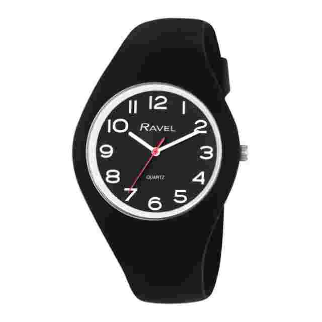 Ravel Unisex Large Comfort Fit Black Silicone Watch R1804.33