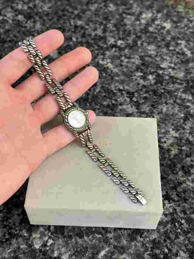 Designer Judith Jack Sterling Silver & Marcasite Link Quartz Ladies Watch -Works