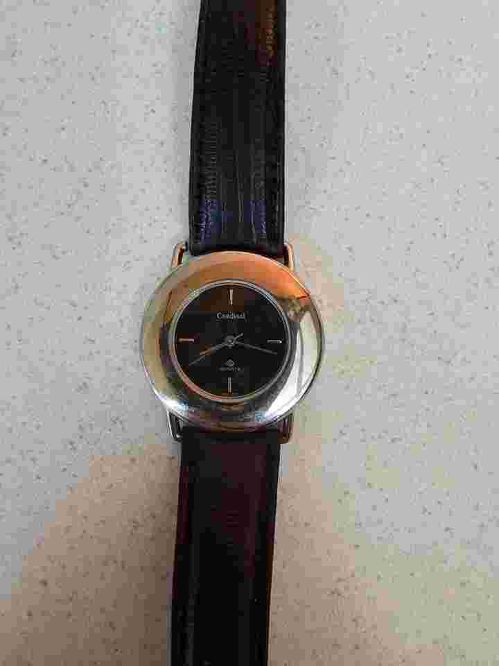 Vintage Ladies Cardinal Quartz Wristwatch Chrome Type Case Tested -New Battery