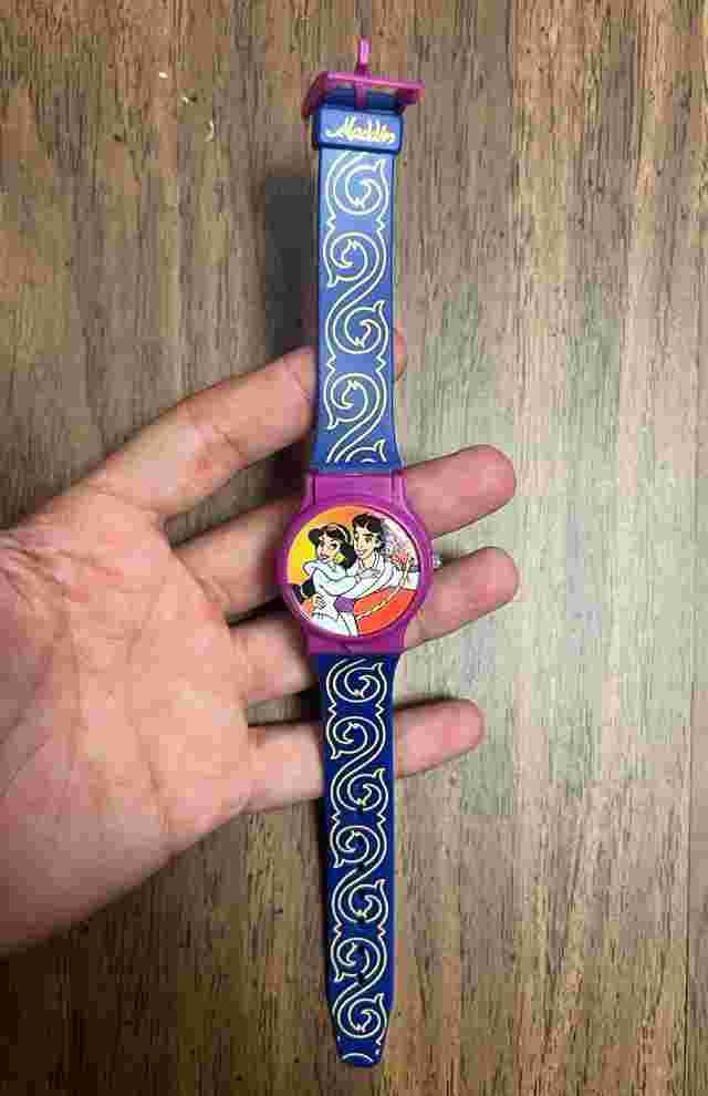 Vintage 90’s Disney's Aladdin & Jasmine Wrist Watch With Blue 9"  Untested