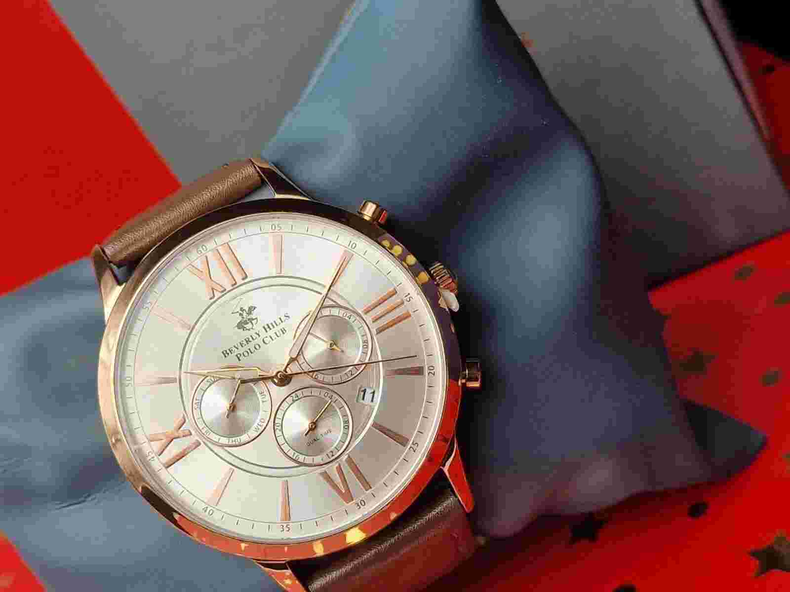 Beverly hills polo club brown and rose gold tone watch;RRP £260
