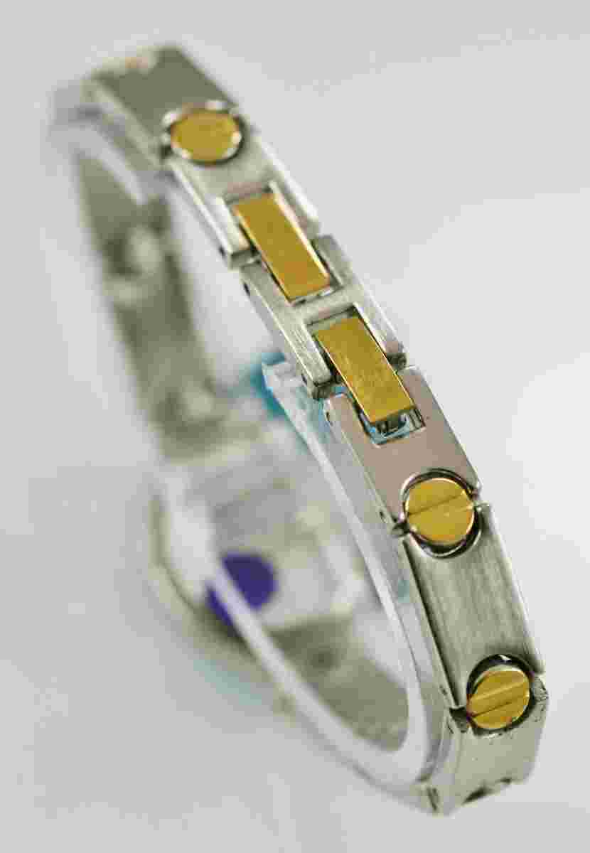 Bill Blass Watch Womens Stainless Steel Gold Silver Water Resistant White Quartz