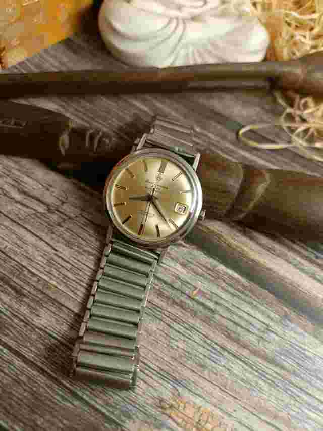 AUTHENTIC HENRI SANDOZ & FILS AUTOMATIC SWISS MENS MINT DATE SILVER DIAL VINTAGE