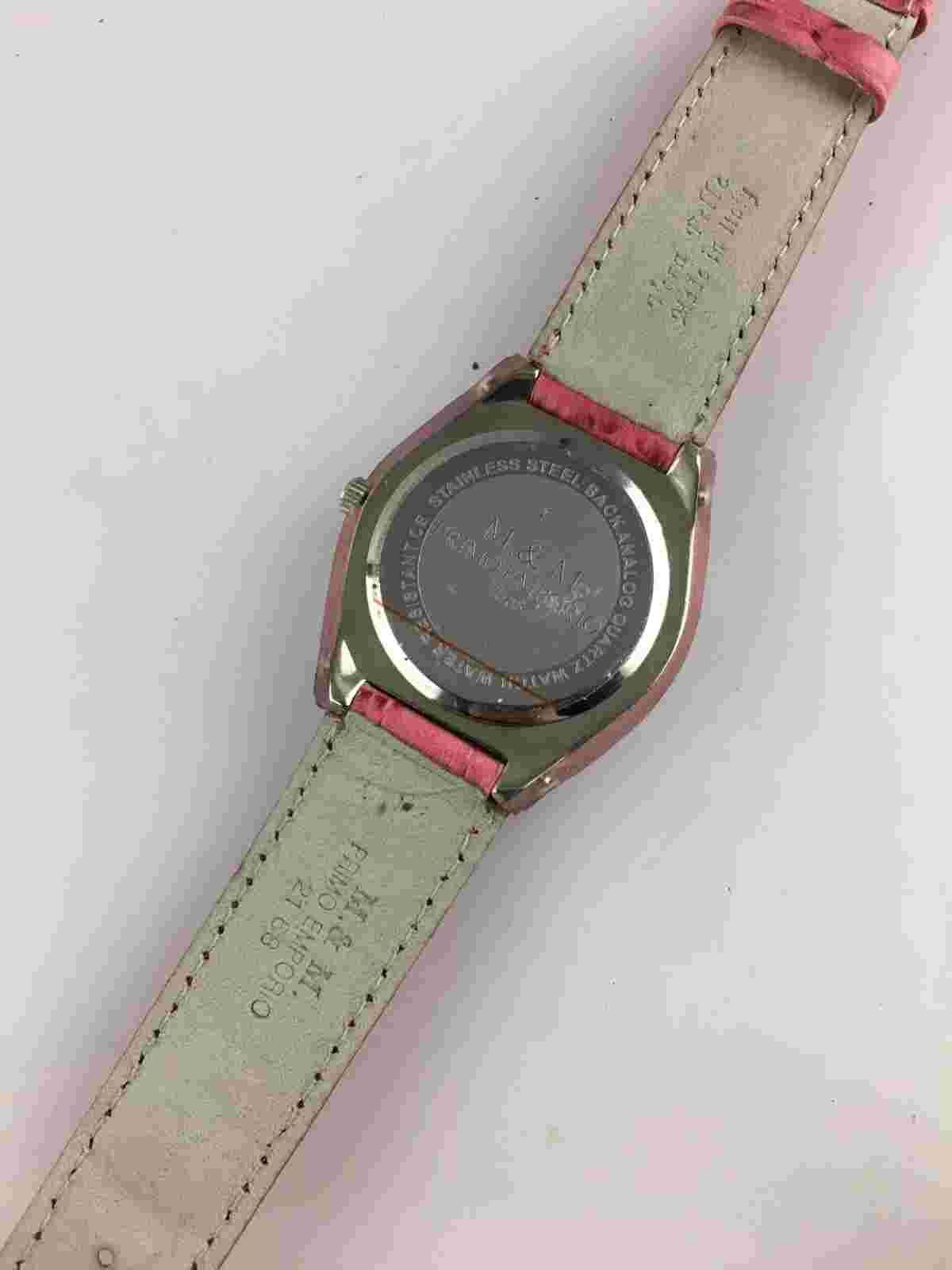 Watch M&M First Emporio Quartz Only Time Women 40 mm Rhinestones Fashion Pink