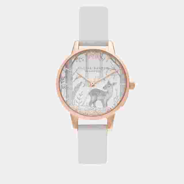 Olivia Burton Snow Globe Crystal Deer Watch- Vegan Strap