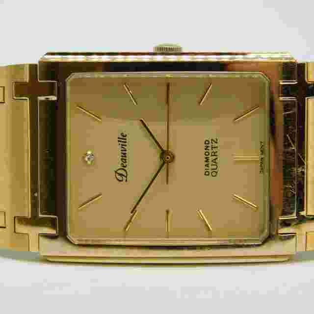 Deauville Diamond 20/2092Y Gold Tone Analog Women's Watch Sz. 6" Battery
