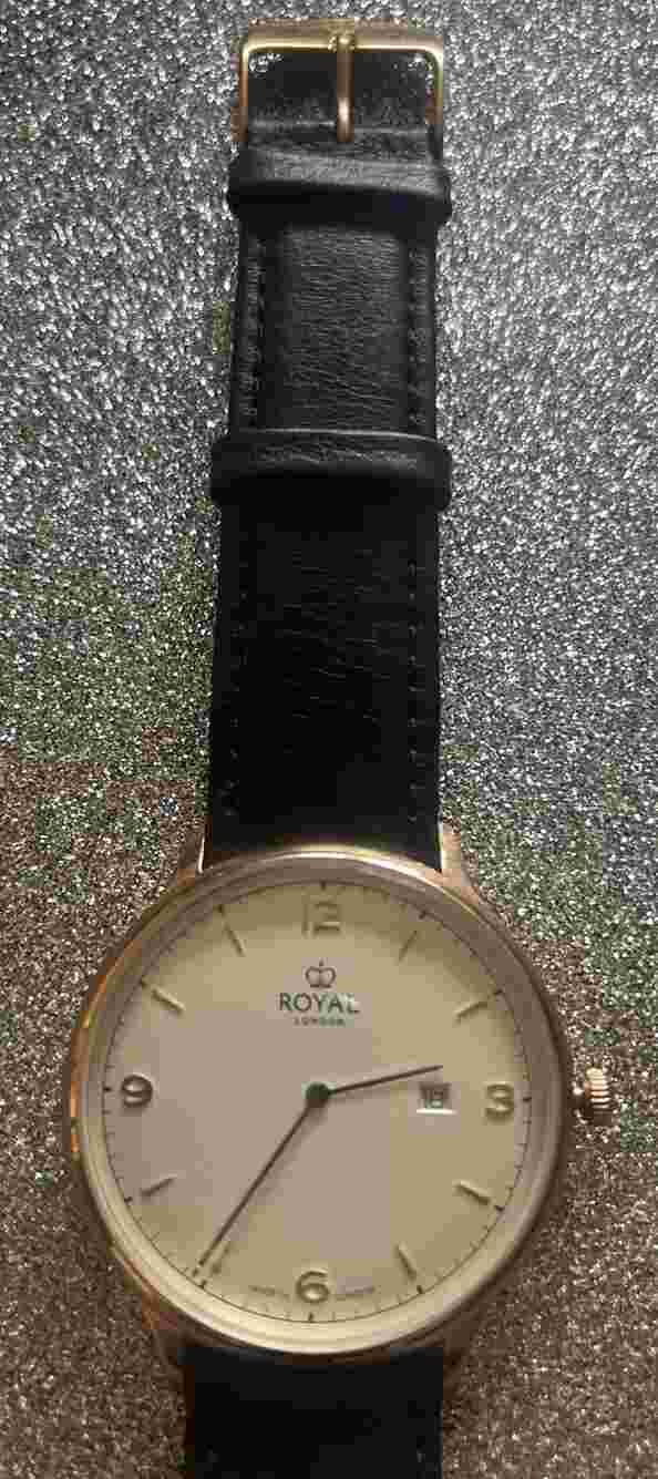 Royal London The N10 Mens Rose WristWatch Black Leather Strap Rose Face & Rim