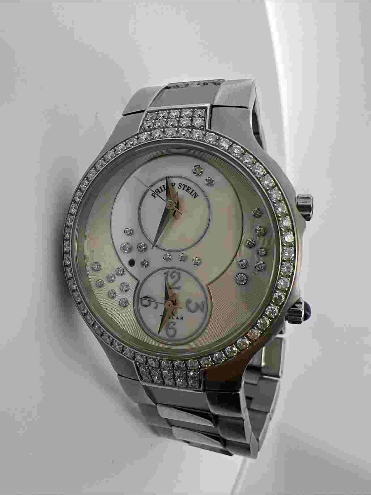 Philip Stein Teslar Stainless Steel MOP Diamond Dial & Bezel Watch 6TF005981