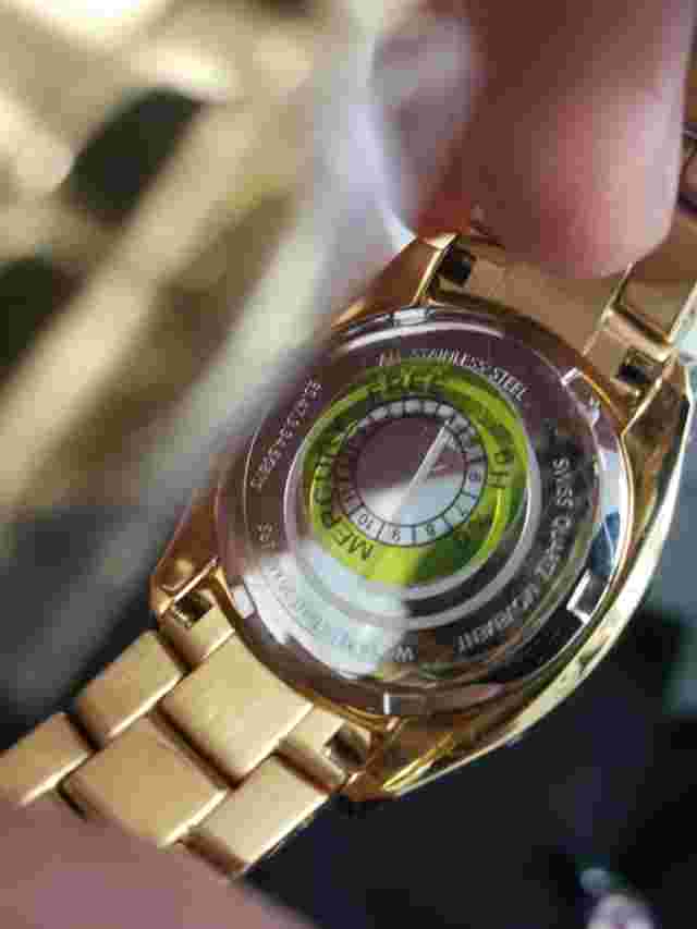 ESQ Movado Origin Diamond Gold Plate Steel Ladies Swiss Quartz Watch 07101425