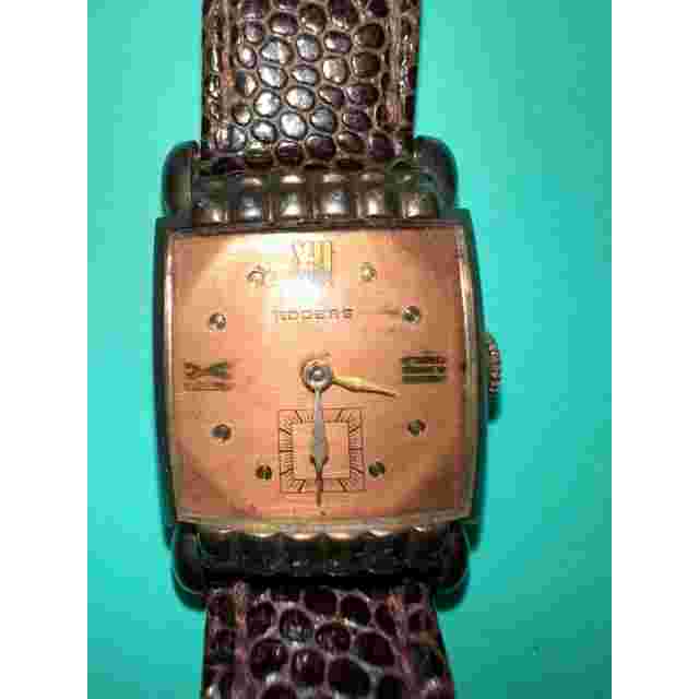 VINTAGE 1940's ROGERS ART DECO WATCH ORIGINAL DIAL WIND UP WORKING