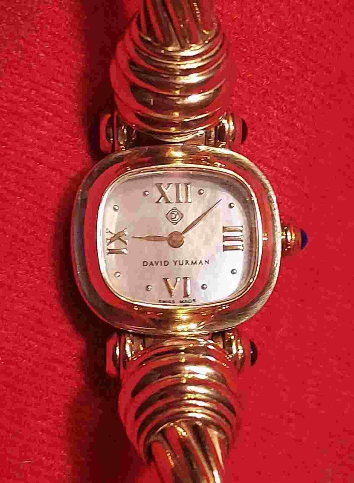 RARE High End DAVID YURMAN 14K & 18k Solid Yel Gold Cable Watch Bracelet Bangle