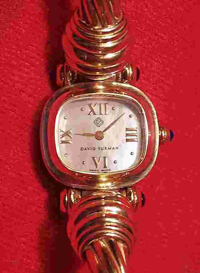 RARE High End DAVID YURMAN 14K & 18k Solid Yel Gold Cable Watch Bracelet Bangle