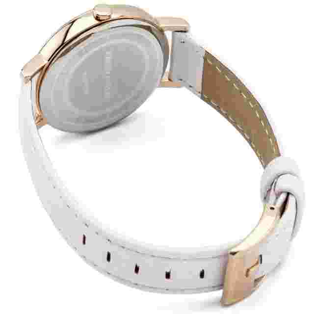 Karen Millen Womens Quartz Watch White Leather Strap KM139WRG