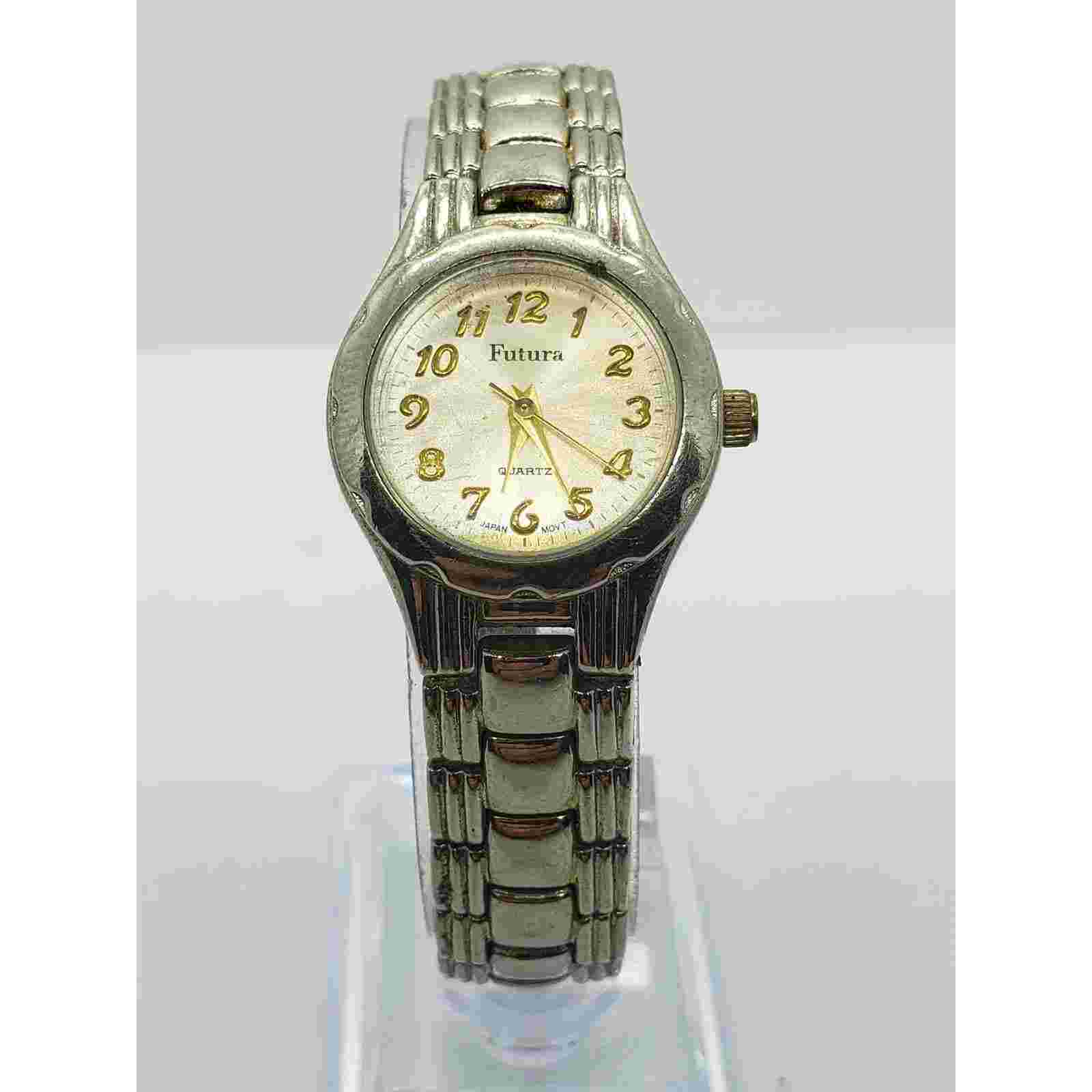 Futura women's dress watch. Small face with gold accents, water resistant