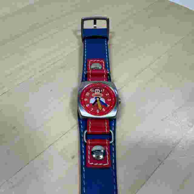 Vintage Paul Frank Julius the Monkey Wrist Watch Leather Red Blue Band 2005