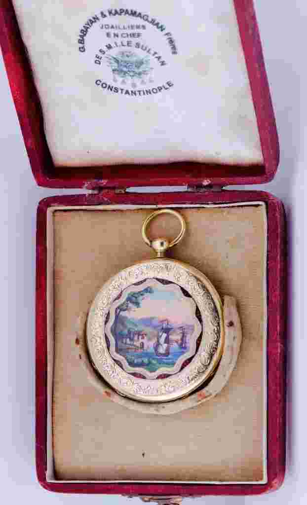 Antique Pocket Watch 18k Gold Hand Painted Enamel Ottoman Turkish Market c1840's