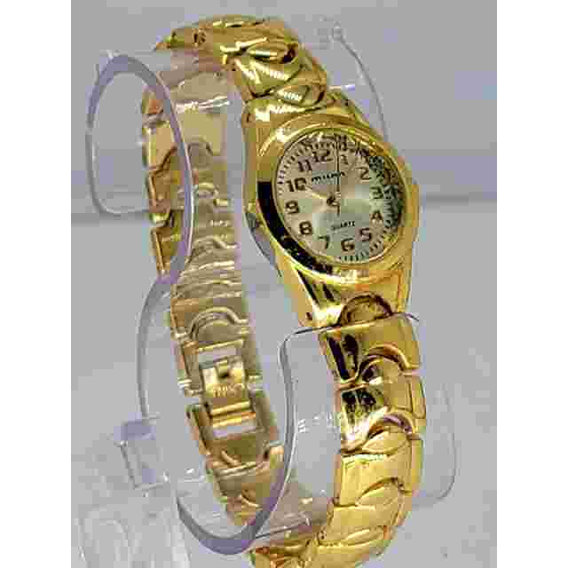 Vintage Milan Quartz Women's Gold-Tone Wristwatch with Linked Bracelet