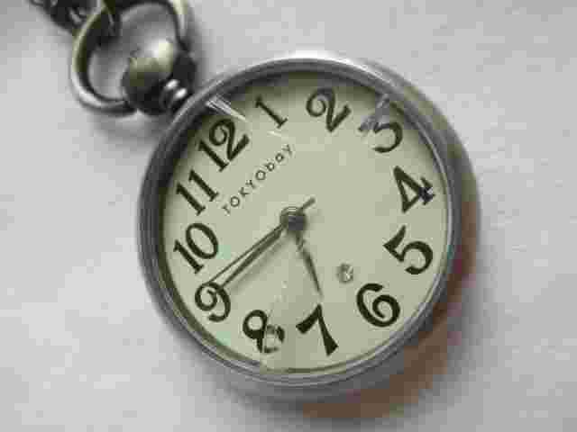 Tokyo Bay Pocket Watch Round Face Silver Tone With Necklace Chain