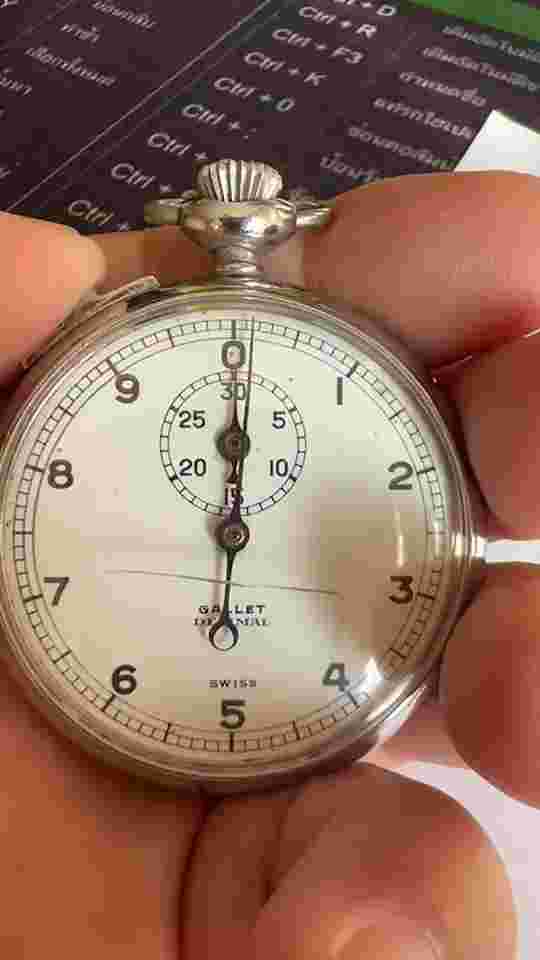Gallet Decimal stopwatch by Jules Racine & co swiss made 7 Jewels running