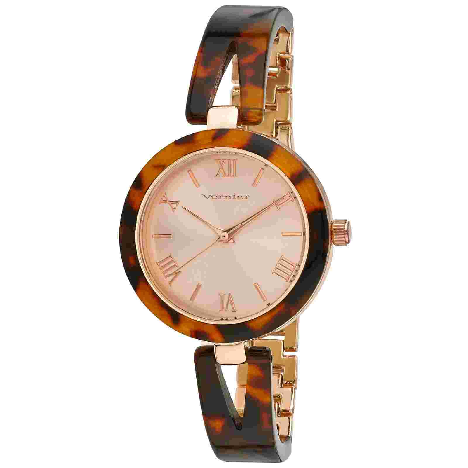 Laura Ashley Womens Half Bangle Roman Numeral Link Tortoise Watch