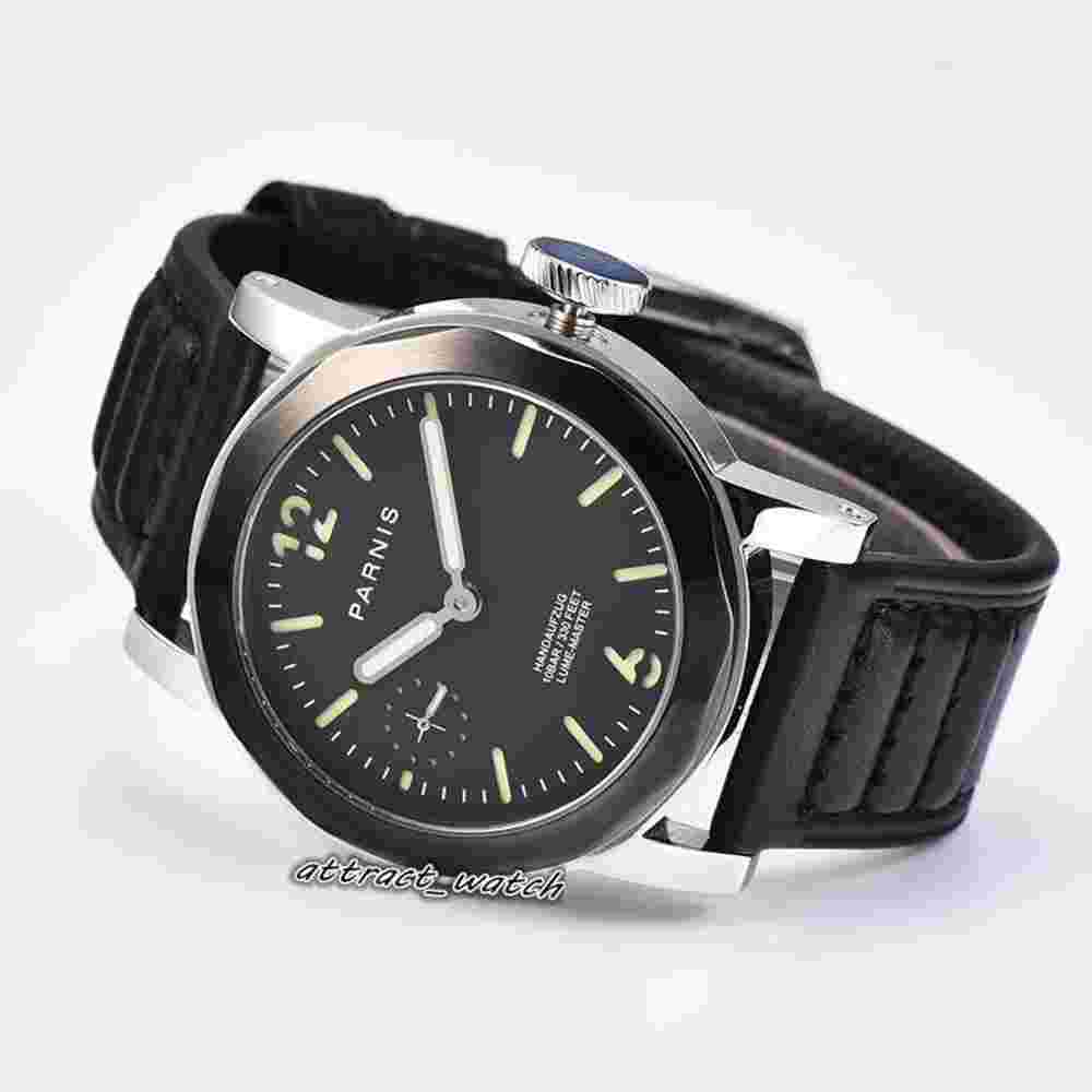 44mm Parnis Hand Winding Movement Men Watch Luminous Mark 10BAR Sapphire Crystal