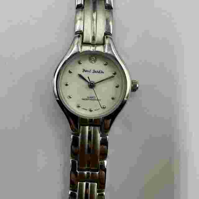Paul Jardin Watch Women Silver Tone White Dial Round 13MM New Battery 8"