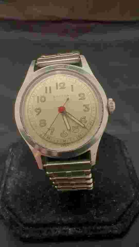 Very rare vintage WWII 1940's ESKA / Easton 17J Swiss men's military wristwatch