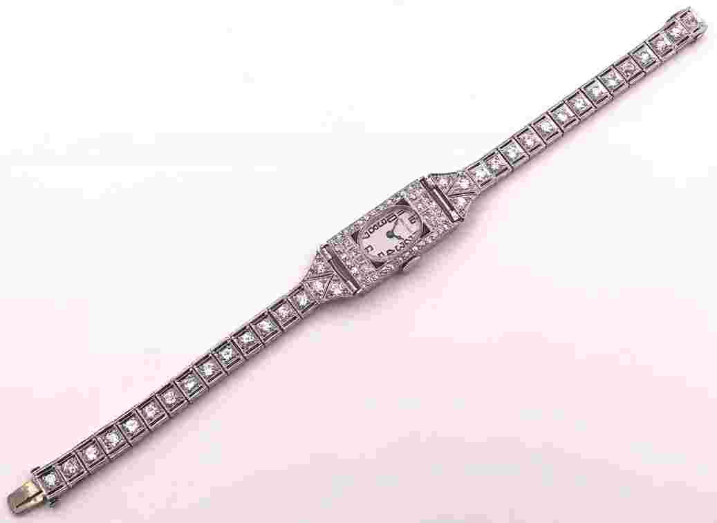 Waltham Antique Ladies Cocktail Watch - Platinum & Diamonds