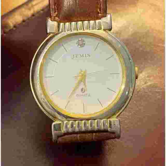 Unisex 32mm Gold Tone Jemis Watch, Brown Leather Band