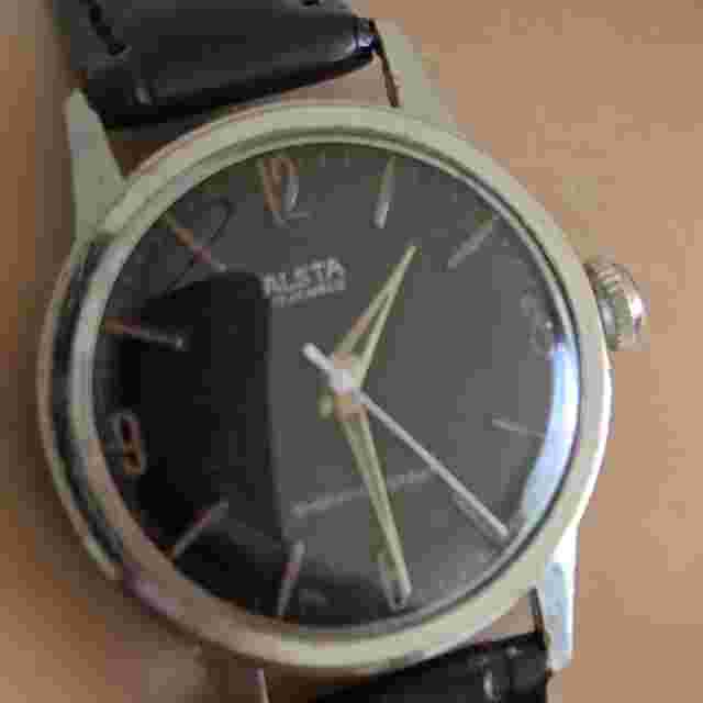Vintage ALSTA men's manual wind watch ST 92/Enicar 410 17Jewels Black dial 1950s