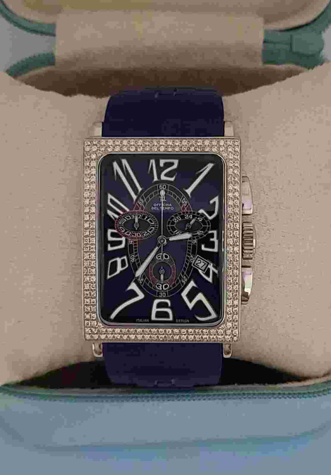 Officina del tempo Agadir 1.08 ct Full Diamond Bezel Chronograph Watch