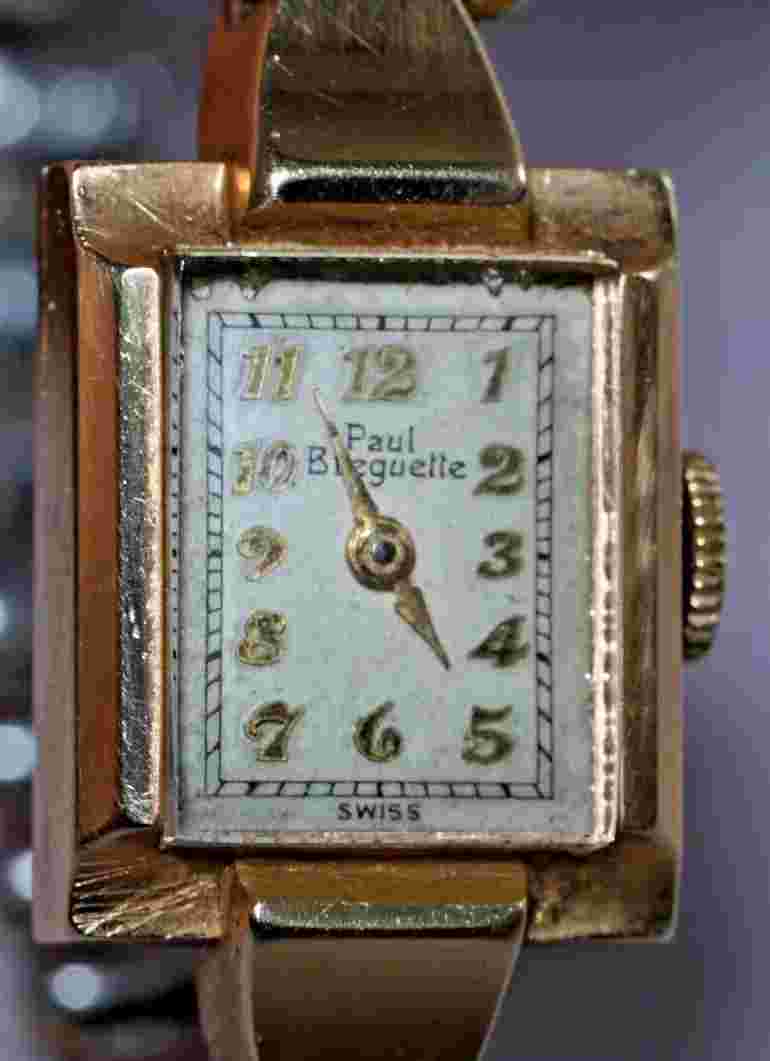 Vtg 17 Jewels Paul Breguette 14K Gold Women's Watch w/ Gold Tone Speidel Band